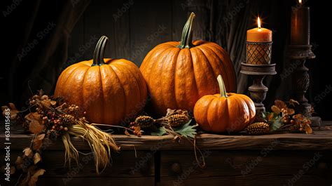 fall themed pumpkin background with candles and harvest 4k wallpaper 8k ...