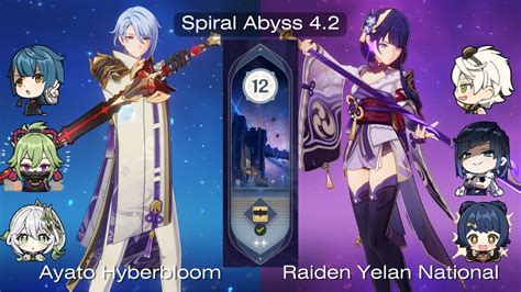 Spiral Abyss 4 2 Floor 12 9 Stars Ayato Hyperbloom Raiden Yelan