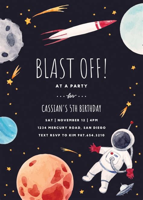 Space Party Invitation Templates (Free) | Greetings Island