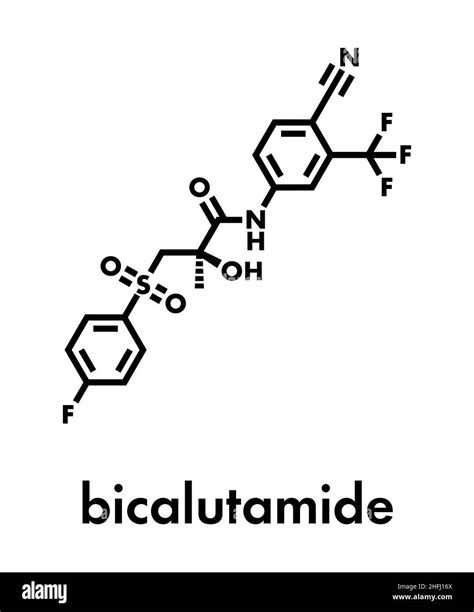 Bicalutamide prostate cancer drug (anti-androgen) molecule. Skeletal formula Stock Vector Image ...