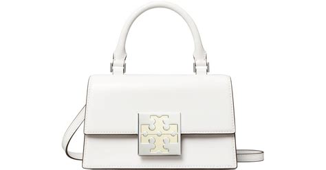 Tory Burch Bon Bon Spazzolato Mini Top Handle Bag In White Lyst