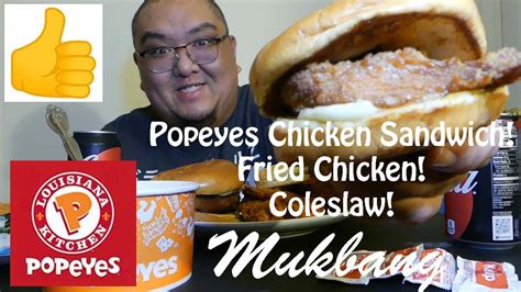 Popeyes Mukbang Chicken Sandwich Fried Chicken Coleslaw Youtube