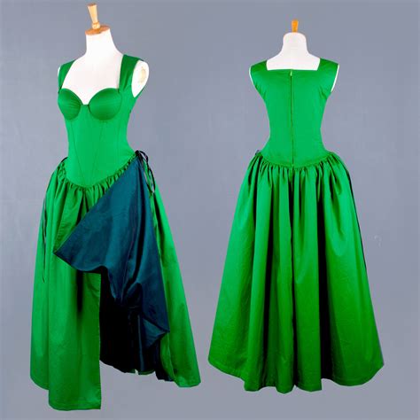 US 129 00 Fondcosplay O Dress The Story Of O With Bra Green Taffeta Dress Nude Breasted