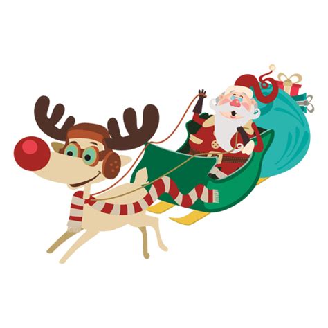 Dise O Png Y Svg De Dibujos Animados De Santa Claus En Trineo Para