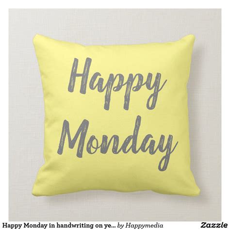 Happy Monday In Handwriting On Yellow Background Throw Pillow Throw Pillows