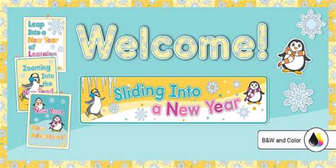 Sliding Into A New Year Bulletin Board Pack Teacher Made