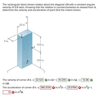 Answered The Rectangular Block Shown Rotates Bartleby