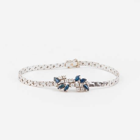 Armband Vitguld Safirer Samt Briljantslipade Diamanter Vikt