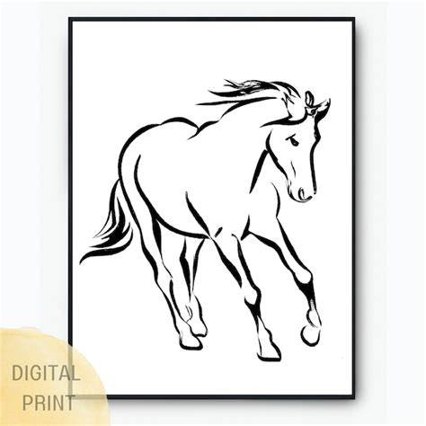 Horse Line Drawing Etsy