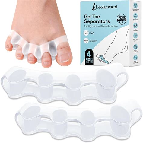 4 Pieces Reusable Toe Separators Toe Spacers For Feet Men And Women