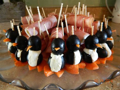 Penguin Appetizers With Sliced Ham Cream Cheese And Pickled Asparagus