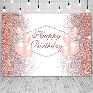 Sendy 7x5ft Rose Gold Happy Birthday Backdrop For Girls Rose Gold