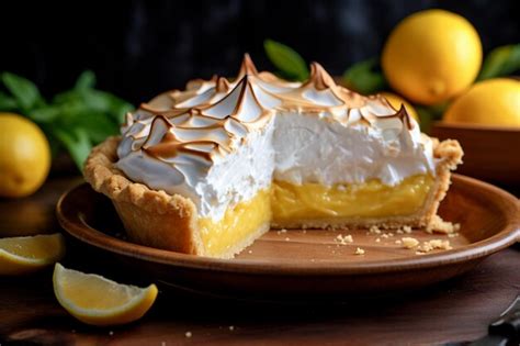 Premium Photo A Lemon Meringue Pie With Strawberries