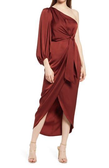 Shona Joy Luxe Tie Front One Shoulder Gown Nordstrom