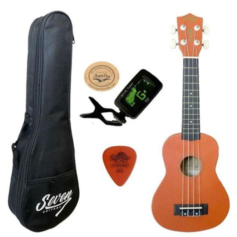 Ukulele Laranja Fibra Carbono Seven Sukfb 07 Capa Afinador Seven