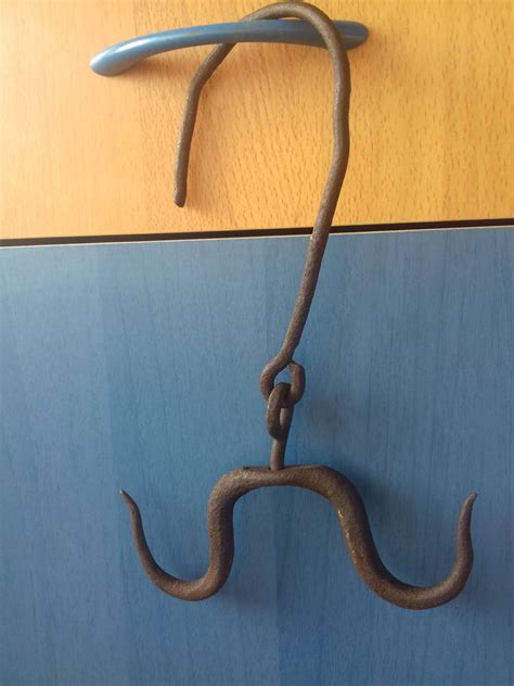 Antique Primitive Hand Forged Iron Double Hook Hanger Rusty Etsy