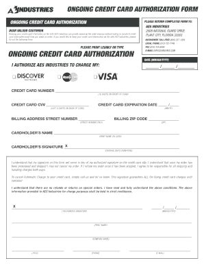 Fillable Online AES Ongoing Credit Card Form Fax Email Print PdfFiller