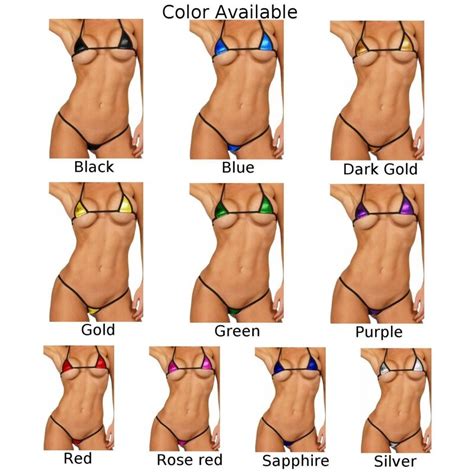 Sexy Women Thong Bra Swimwear Bikini Set Nightclub Shiny Briefs Thong