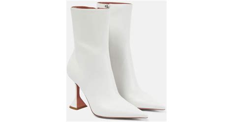 AMINA MUADDI Giorgia Glass 95 Leather Ankle Boots In White Lyst