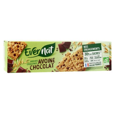 Evernat Croquants Avoine Chocolat 30 Sucres Bio 130g Naturalia