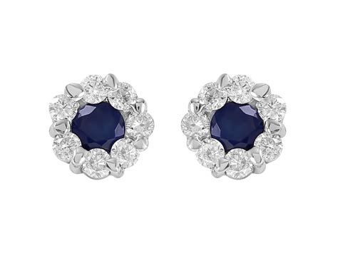 14KT White Gold Sapphire Diamond Earrings -# 126