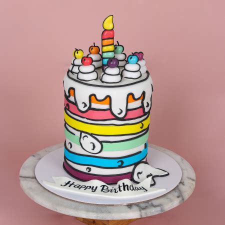 Rainbow Colors Comic Cake Vibrant Tasty Celebration Treat