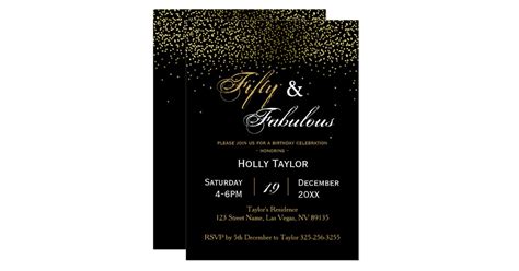 Gold And Black 50th Birthday Invitation