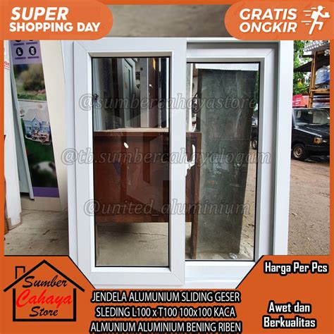 Jual JENDELA ALUMUNIUM SLIDING GESER SLEDING L100 X T100 100x100 KACA