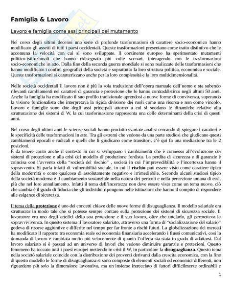 Riassunto esame Politiche Sociali, prof. Diamantini, libro consigliato