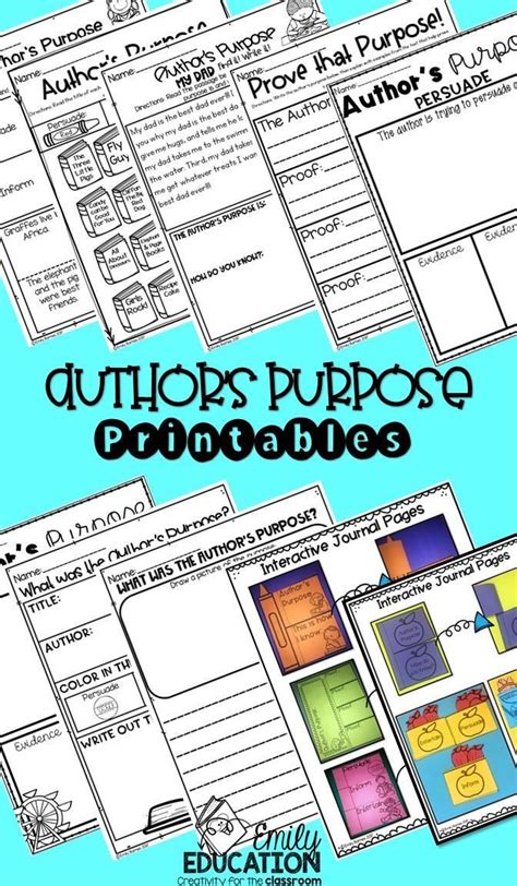 Authors Purpose Worksheets Interactive Journal Pages Graphic