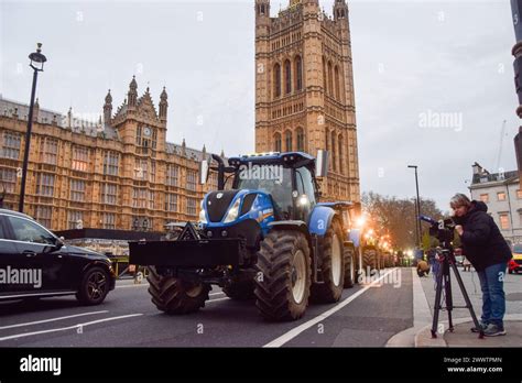 London Uk 25th Mar 2024 British Farmers In Tractors Stage A Protest