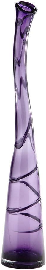 New Large 31 Hand Blown Art Glass Vase Purple Fluted Spiral Design Decorative