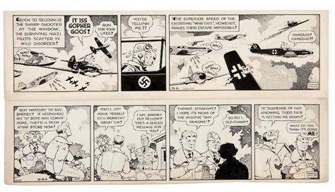 Hake S Barney Baxter Ww2 Daily Comic Strip Original Art Pair