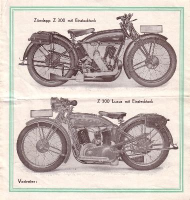 Motor lit de Zündapp Z 200 und Z 300 Prospekt brochure 1929