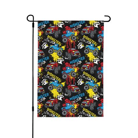 Wukai Monster Car Garden Flags Double Sided Welcome Garden Yard House