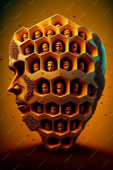 Premium Ai Image Close Up Of Mans Head And Face With Many Faces