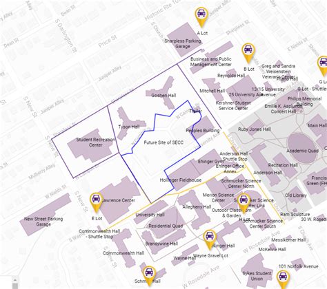 Campus Map West Chester University United States Map