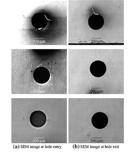 SEM Images Of The Micro Holes At The Entry And Exit At 18 V 700 KHz