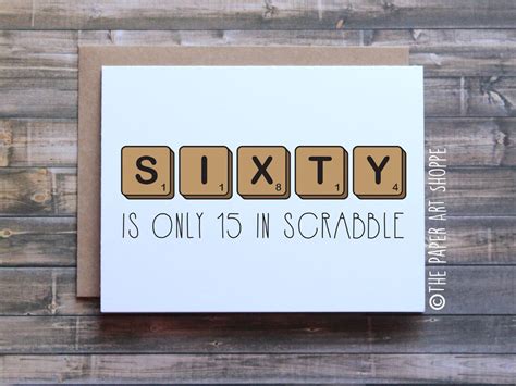 60th Birthday Card, Funny Birthday Card, Scrabble, Birthday Card From ...