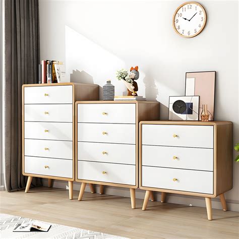 Scandinavian Wooden Lingerie Chest With Drawers And Golden Metal Handle