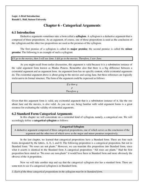 G. Chapter 6 - No description just feta - Logic: A Brief Introduction