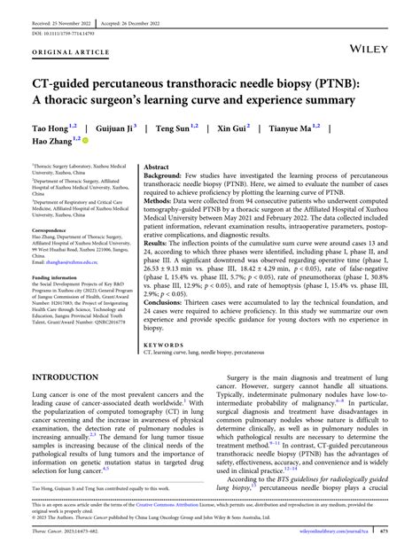 Pdf Ct Guided Percutaneous Transthoracic Needle Biopsy Ptnb A