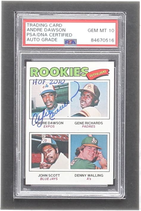 Andre Dawson Signed 1977 Topps 473 Rookie Outfielders Andre Dawson