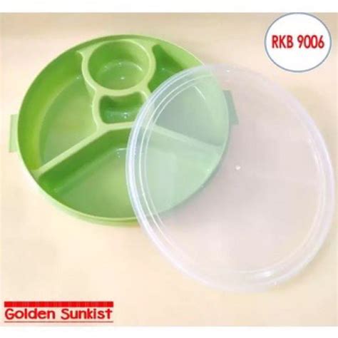 Jual Kotak Makan Plastik Golden Sunkist Bulat Sekat Rkb