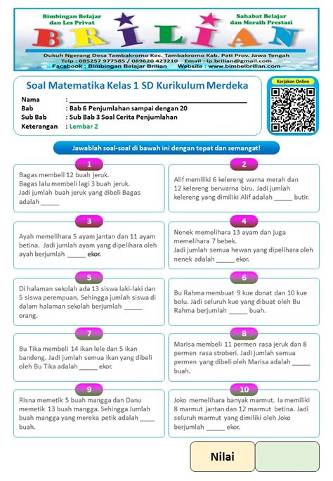 Soal Penjumlahan Kelas Kurikulum Merdeka Imagesee