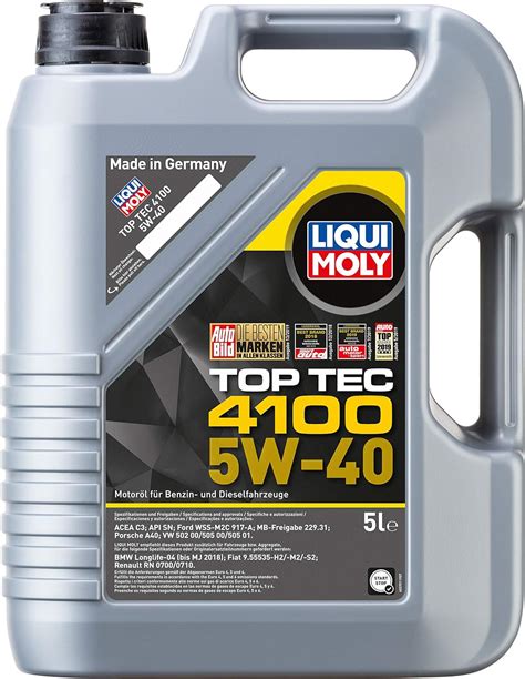 Liqui Moly 9511 Aceite De Motor Top Tec 4100 5W 40 Booklet 5 L