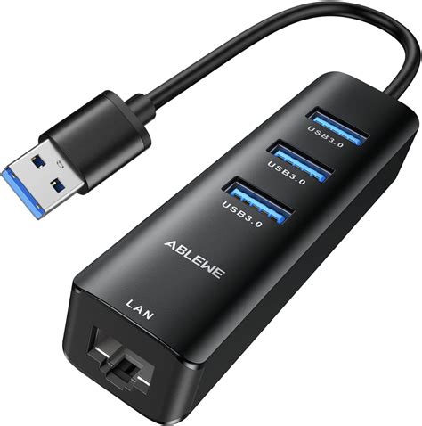 USB zu Ethernet Adapter,ABLEWE 3 Ports USB Hub 3.0 mit RJ45 Gigabit ...