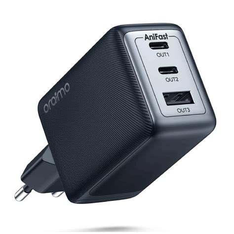 Oraimo OCW E111T Wall Charger 3 Ports 65W Fast Charging Black