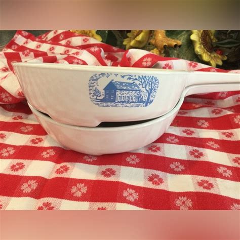 Corningware Dining Vintage Blue Colonial House Browning Skillet