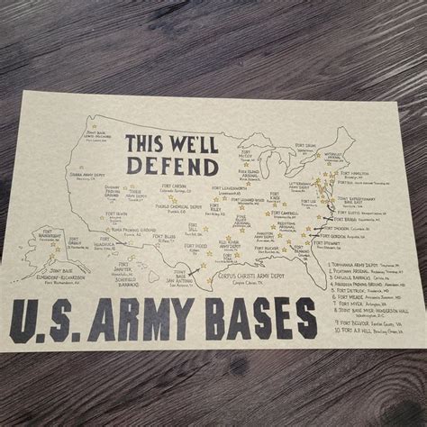 this well defend u s army base map is displayed on a piece of white paper